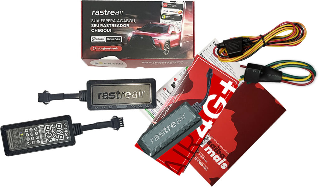 Melhor Rastreador para Carros, motos e caminhões RastreAIR 4G+ Kit completo